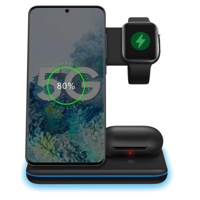 China Factory Wholesale Fast Charging Support Portable 3 in 1 Modern Table Wireless Charger for Smart Phone for sale