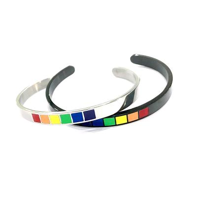 China Simple lead-free nickel-free lead-free couple jewelry temperament trend trend Six-color rainbow metal titanium steel bracelet Te koop