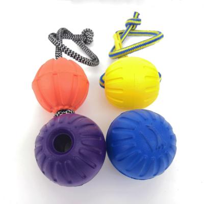 China Viable Natural EVA Floating Foam Ball on a Rope Dog Toy for Pet Training for sale