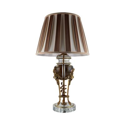 China European French copper luxury crystal fabric desk lamp living room background bedroom bedside lamp for sale