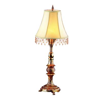 China Luxury European French copper fabric hallway desk lamp living room background bedroom bedside lamp for sale