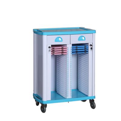 China Modern Hospital Storage Cart Mobile Patient Record Trolley for sale