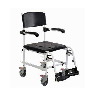 China Lightweight Aluminum Commode Wheelchair Commode Toilet Aluminum Chair With Wheel For Disabled for sale