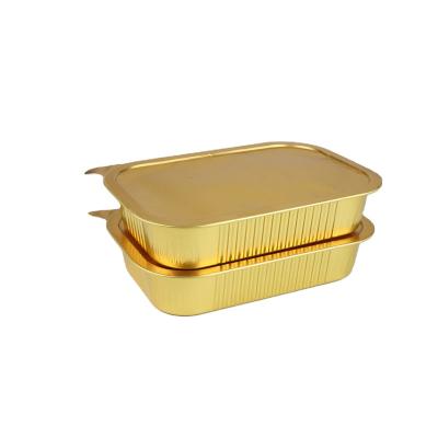 China Food Grade Packaging Food Container Eco-friendly Silver Foil With Lid Aluminum Foil Rectangular Food Container for sale