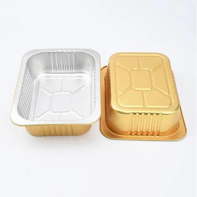 China Different Shape Recyclable Disposable Aluminum Foil Trays Takeout Food Packing Customized Food Grade Aluminum Foil Container for sale