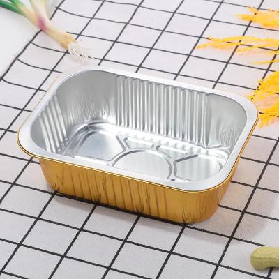 China Recyclable Food Grade Square E Packing Storage And Delivery Lunch Box Bowls With Aluminum Foil Trays With Lids Food Packaging Foil Containers for sale