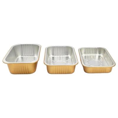 China Wholesale Recyclable Aluminum Rectangle Aluminum Foil Food Bowl Disposable Aluminum Tray With Lid Tray Tin Aluminum Foil Tray Cooking for sale