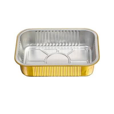 China Recyclable Disposable Rectangle Round Aluminum Foil Food Container Trays With Food Grade Lids for sale