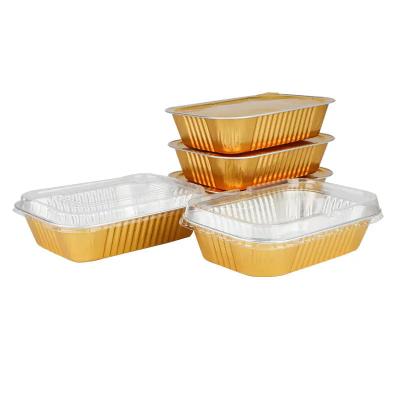 China 580ml 750ml 930ml Food Grade Recyclable Disposable Aluminum Foil Trays Food Packaging Aluminum Foil Takeout Containers for sale