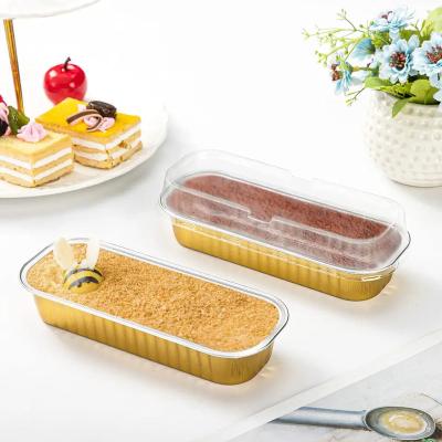 China Food Maker Aluminum Baking Strip Container Tray Food Baking Pan For Kitchen Outdoor Camping With Plastic Lids for sale