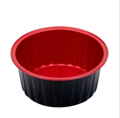 China Small Round 125ml Food Grade Eco-friendly Disposable Aluminum Foil Cake Cups/Black Pans And Gold Aluminum Foil Baking Container With Plastic Lid for sale