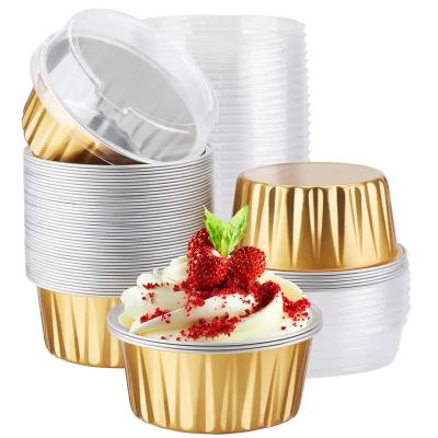 China Eco-friendly 125ML Disposable Round Colored Food Grade Aluminum Foil Baking Cups For Muffin Cakes Baking Container for sale