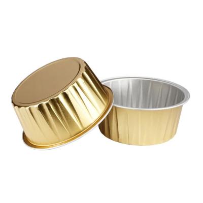 China 125ml Baking Aluminum Cupcake Cups Food Grade Eco-friendly Aluminum Foil Liners Round Shape Mousse Cake Dessert Cups With Lids for sale