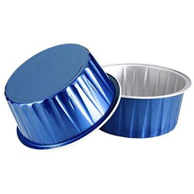 China Food Grade Eco - Friendly Round Smooth - Wall 125Ml Aluminum Foil Containers Colorful Cup For Pet Food With Plastic Lids And Jam With Hot Sealing Lids for sale