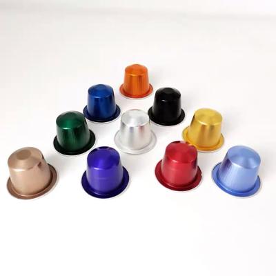 China Powder packaging coffee capsule high temperature resistance disposable aluminum empty nespresso coffee capsule with sticker for sale