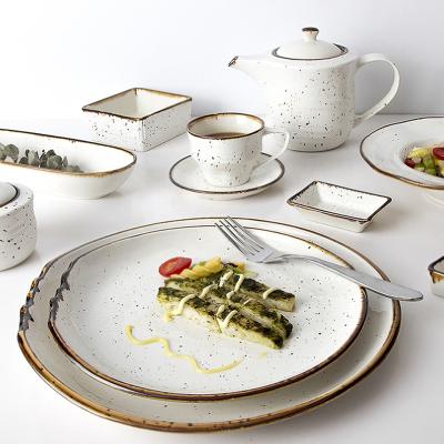 China Sustainable Special Hotel Restaurant Glazed Custom Ceramic Tableware China Dinner Sets Modern Vajilla for sale