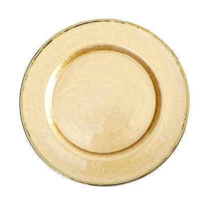 China Viable Gold Rim Glass Charger Plate Wedding Dishes, Ceramic Dishes, Placas de Carregador for sale