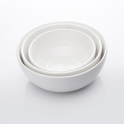 China Chaozhou Sustainable Factory White Cheap Durable Custom Ceramic Cereal Bowl Fruit Salad Bowl Set for sale