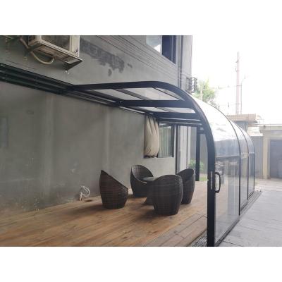 China Modern Retractable Commercial Patio Restaurant Arc Sunroom Outdoor Aluminum Fence for sale