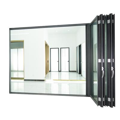 China Foshan Design Durable Pinch Proof Patio Aluminum Glass Folding Doors for sale