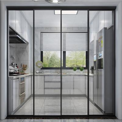 China Waterproof Interior Aluminum Slide Doors Delight Narrow Slim Frame Aluminum Sliding Internal Glass Door For Kitchen for sale