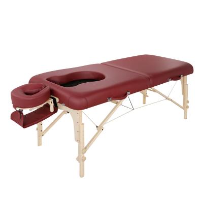 China Wholesale Manufacturer OEM Modern European Beech Wood Memory Foam Wooden Portable Folding Massage Table For Pregnant Woman for sale