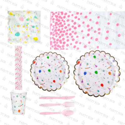 China PARTYBUS Disposable Happy Children's Day Festival Party Paper Plates Colorful Disposable Tableware Tableware Sets For Kids Birthday for sale