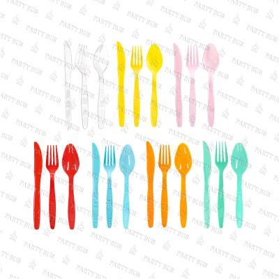 China PARTYBUS Disposable Wholesale Disposable Plastic Knife Fork Spoons Eco-Friendly PS Flatware Cutlery Set for sale