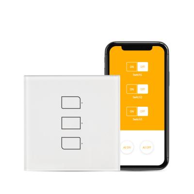 China BROADLINK Bestcon TC2S-UK-3gang Live Smart Wall Light Touch Single Switch Remote Control Works with Alexa for sale