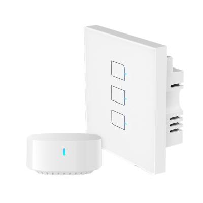 China High Quality Whosale Broadlink 3 Gang 2 Way Return Wall Switch With Live Wire UK Wifi Single Smart Lamp Switch S3-TC3-UK-3 for sale