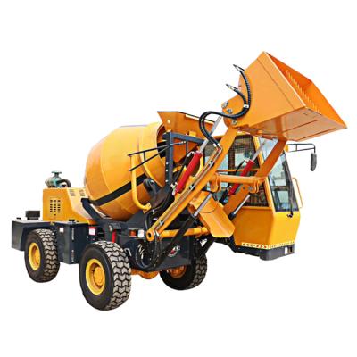 中国 Hydraulic wheel mixer truck with transportation bucket self-loading cement car 販売のため