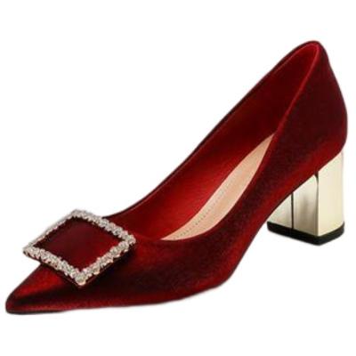 China Chunky Heel Wedding Bridal Shoes Breathable Red Women's Elegant Shoes New Fashion Sexy High Heel for sale