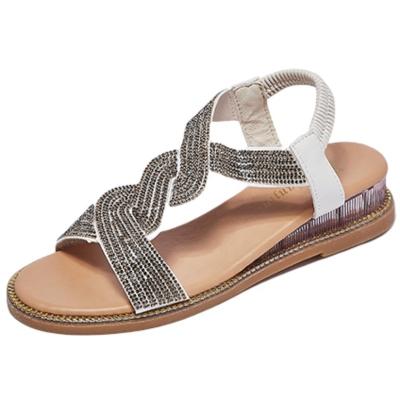 China Fashion Trend Summer Outdoor Female Sandals Comfortable Rhinestone Wedge Wedge Sandals for sale