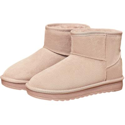 China Wholesale Popular Ladies Round Snow Booties Laceless Ladies Ankle Boots Chunky Sole Winter Warm Boots Fashion Female Girl Plush Fur Boots for sale