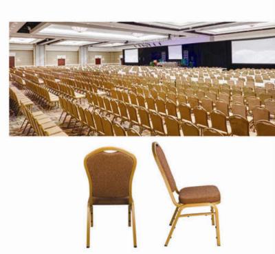 China Gold Modern Aluminum Frame Stackable Banquet Patterned Stacking Banquet Chairs for sale