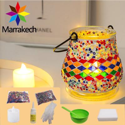 China Luxury Home Decor Marrakech DIY Customized Turkish Handmade Flower Vase Mosaic Glass Flower Vase For Home Decoration for sale