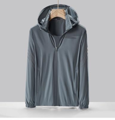 China UPF 50+ Ice Long Sleeve Summer Breathable Silk Sun UV Protection Hooded Outdoor Jacket For Men for sale