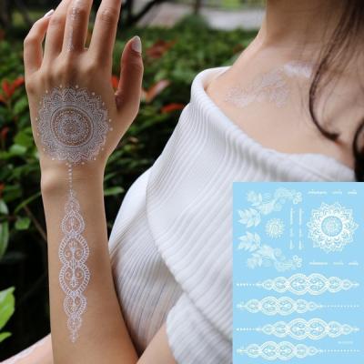 China Body Art Wedding Painting White Lace Temporary Sexy Necklace Flower Stencil Tattoo Stencil Mehndi Tattoo Sticker for sale