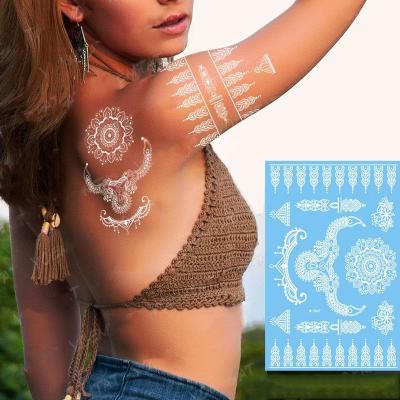 China Temporary White Lace Temporary Tattoos For Women Teens Girls Bride Wedding Cool Tattoo Designs Jewelry Tattoos Stickers for sale