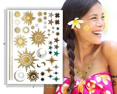 China 2023 Fashions Customized Gold Tattoo Sticker Temporary Tattoo Temporary Tattoo Jewelry Metallic Foil for sale