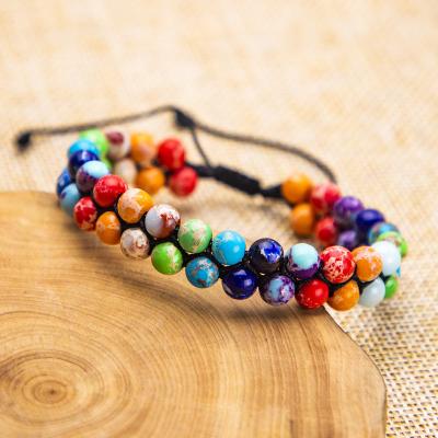 China TRENDY Natural Stone 2Row Yoga Charm Bracelets For Women Handmade Beads String Braided Bracelet Yoga Chain Jewelry for sale