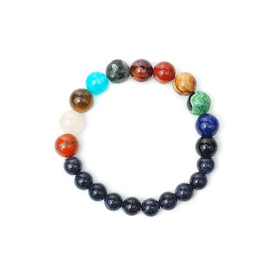 China TRENDY Men Bracelet for Women Mens Natural Stone Beaded Chakra Yoga Bracelet Universe Solar System Planets Bracelets Charm Jewelry for sale