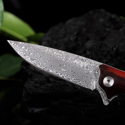 China Damascus Folding Blade Knife Non-variable Survival Hunting Camping Pocket Knife for sale