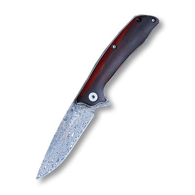 China Open Slide Steel Damascus Blade Knife With Silver Nickel Finger Guard And Pommel Damascus Hunter for sale