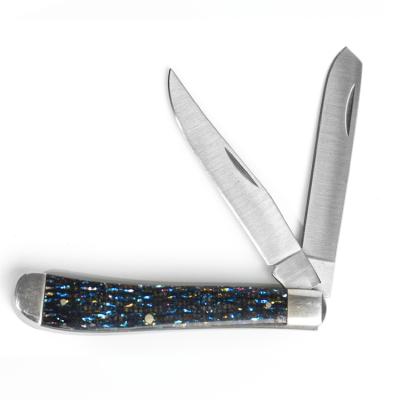 China Hot Selling Non-variable AbaIone Handle Trapper Knife Stainless Steel Traditional Pocket Knife for sale