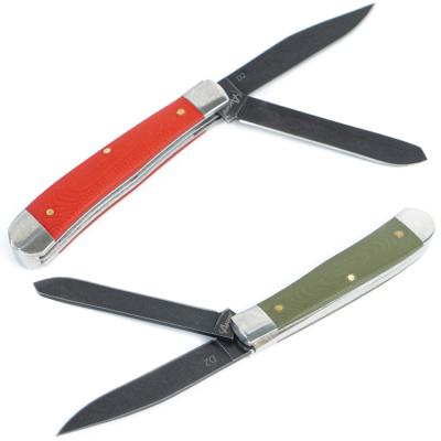 China D2 Non-variable stonewash the blade knife G10 handle trapper folding knife synthetic ball bearing pocket knife for sale