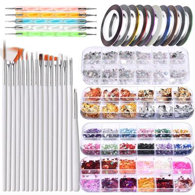 China Hot Nail Art Rhinestone Nail Art Brush Tool 12 Grid Jewelry Decoration Set Accessories Tool Set Soft Clay Amazon Sell Nail Manicure for sale