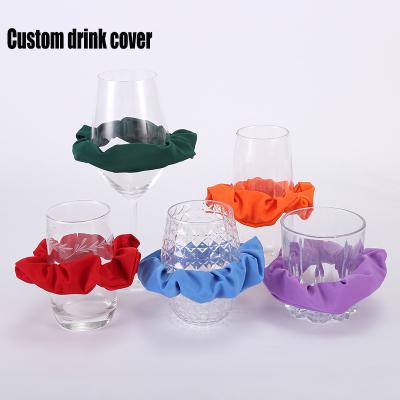 China Custom Logo Waterproof Drink Cover Spiking Free Sample Tiktok Cover Cup Cover Black Elastic Cover Glass For Beverages for sale