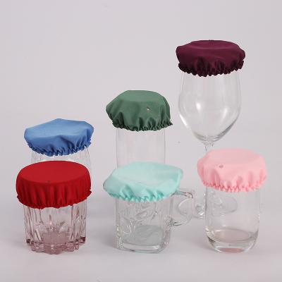 China Free Sample Non Spill Lip Cover Anti-drug Elastic Rubber Cloth Glass Waterproof Wine Cup Beverage Drinks Cover For Outdoor Bar Party for sale