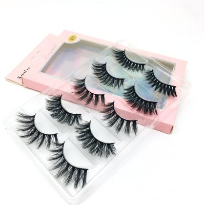 China Hot Selling Mink Five Pairs Of Natural New Imitation High-Grade Fiber False Eyelashes Thick Multilayer Curling False Eyelashes for sale